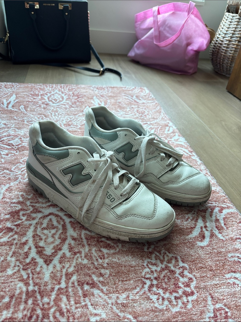 New Balance Kids White and Light Blue 550 Sneakers